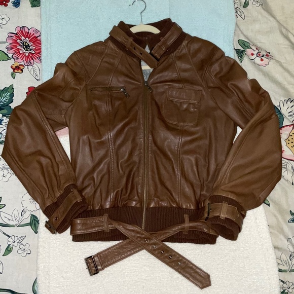 Danier Brown Leather Jacket Size M - Picture 8 of 15